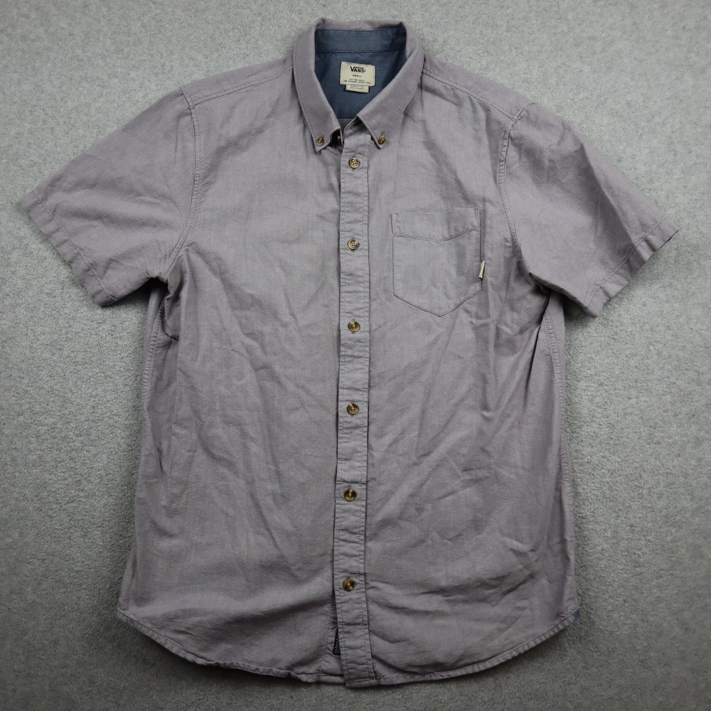Vans Shirt Mens Small Classic Fit Purple Short Sleeve Button Down Casual Pocket